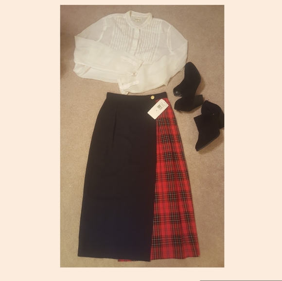 Vintage Eagle's Eye Tartan Wool Wrap Skirt - Picture 3 of 10